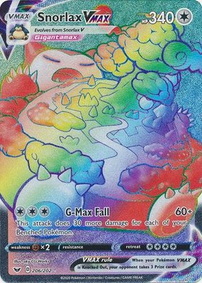 >> Snorlax VMAX Hyper Rare (Rainbow) // Pokémon kaart