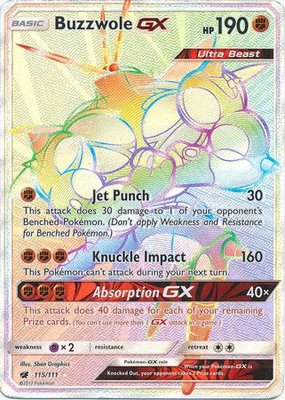 Buzzwole Rainbow GX Hyper Rare Full Art // Pokémon kaart (TAG-TEAM)
