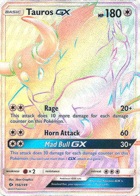 Tauros Rainbow GX Hyper Rare Full Art // Pokémon kaart (TAG-TEAM)