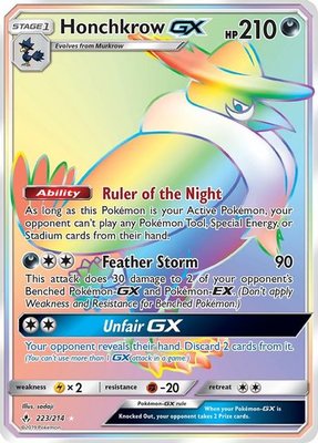 Honchkrow Rainbow GX Hyper Rare Full Art // Pokémon kaart (TAG-TEAM)