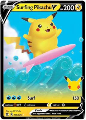 Surfing Pikachu V - 8/25  // Pokémon kaart (Celebrations)